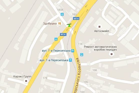 Схема рекламної площини за адресою Атамана Головатого вул. - 7-а Пересипська вул. - Чорноморського Козацтва вул. - Миколаївська дорога (права)