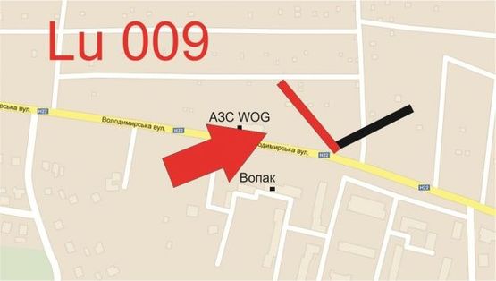 Схема рекламної площини за адресою Володимирська_АЗС WOG_с.м.Вопак_ДЮСШ