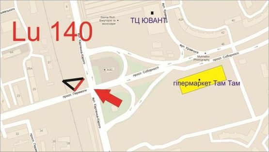 Схема рекламной плоскости по адресу Соборності/Перемоги/Карпенка-Карого_міст_ТАМ-ТАМ_Ювант_ринок