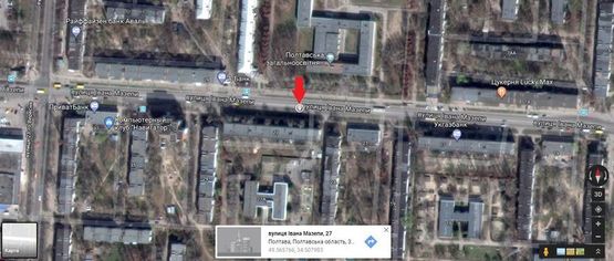 Схема рекламной плоскости по адресу г.Полтава ул.Ивана Мазепы, 27 ( напротив школы №26)