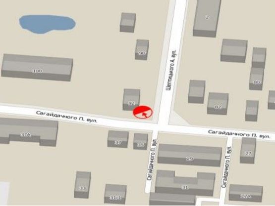 Схема рекламной плоскости по адресу вул.Шептицького ( до Лікарні)