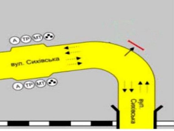 Схема рекламной плоскости по адресу вул.Сихівська, виїзд на вул.Зелену (ближчий від   моста)