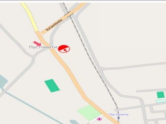 Схема рекламної площини за адресою виїзд з Пустомит на Львів