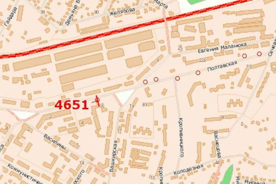 Схема рекламной плоскости по адресу Маланюка Євгена вул., 6/2 - Дружби народів пл. - Андрія Матвієнка вул. (Башкирська вул.)