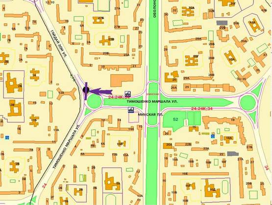 Схема рекламної площини за адресою ул.Тимошенко,12   ст.м. "Минская"