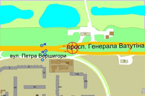 Схема рекламної площини за адресою Ватутина проспект (разделитель напр.рынка"Десна")