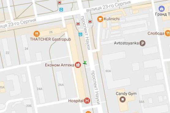 Схема рекламної площини за адресою Науки просп. (Леніна просп.), 41 (№1)