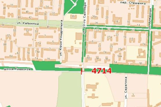 Схема рекламной плоскости по адресу Київське шосе - 23-го Вересня вул.