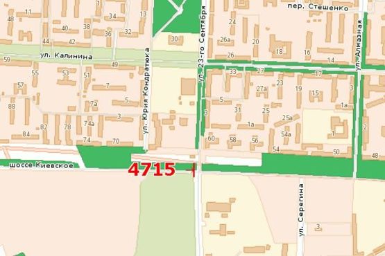 Схема рекламной плоскости по адресу Київське шосе - 23-го Вересня вул.