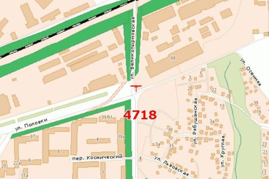 Схема рекламной плоскости по адресу Половки вул. - Великотирнівська вул.