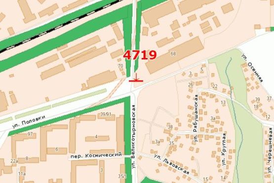 Схема рекламной плоскости по адресу Половки вул. - Великотирнівська вул.