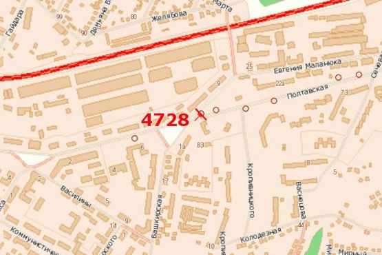 Схема рекламной плоскости по адресу Полтавська вул. - Дружби народів пл.