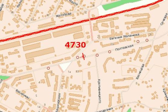 Схема рекламной плоскости по адресу Полтавська вул., 60 - Дружби народів пл.