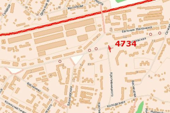 Схема рекламної площини за адресою Полтавська вул. - Кропивницького вул.