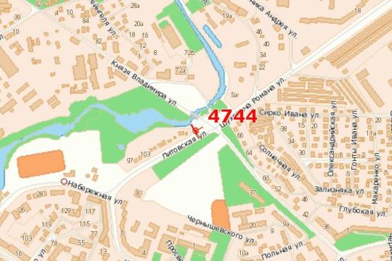 Схема рекламної площини за адресою Литовська вул. - Князя Володимира вул.