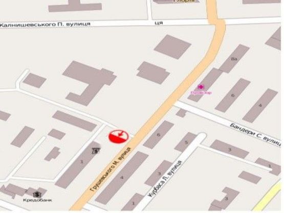 Схема рекламной плоскости по адресу вул. Грушевського (центр 1)