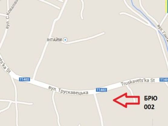 Схема рекламной плоскости по адресу вул. Трускавецька (вїзд з Трускавця в Борислав)