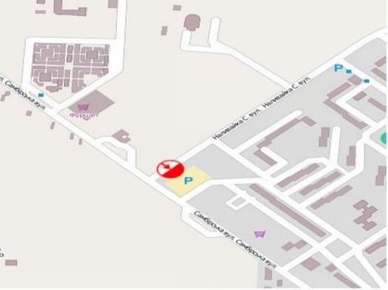 Схема рекламной плоскости по адресу вул Самбірська, автостоянка, в"зд в місто