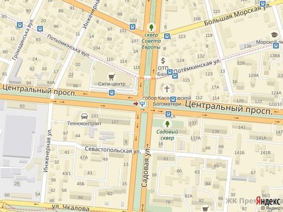 Схема рекламной плоскости по адресу просп. Центральный - ул. Садовая