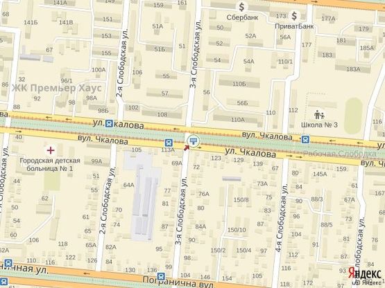 Схема рекламной плоскости по адресу ул. Чкалова - ул. 3-я Слободская