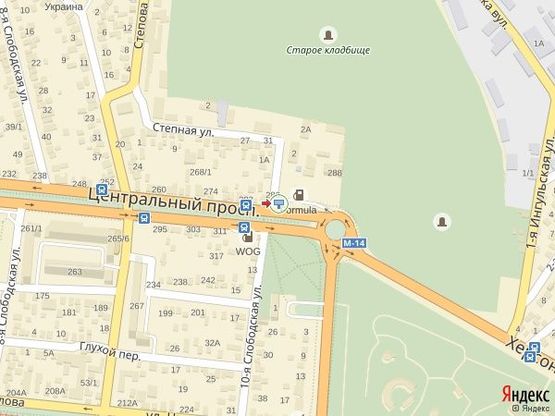 Схема рекламної площини за адресою просп. Центральный - ул. 10-я Слободская