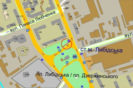 Схема рекламної площини за адресою Б. Васильковская ул., 136 (Лыбидская пл.)