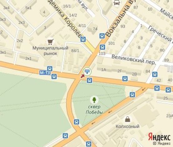 Схема рекламной плоскости по адресу Тельнова пр. - Вокзальная ул.