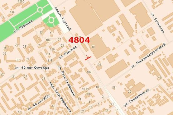 Схема рекламної площини за адресою Курський просп., 105