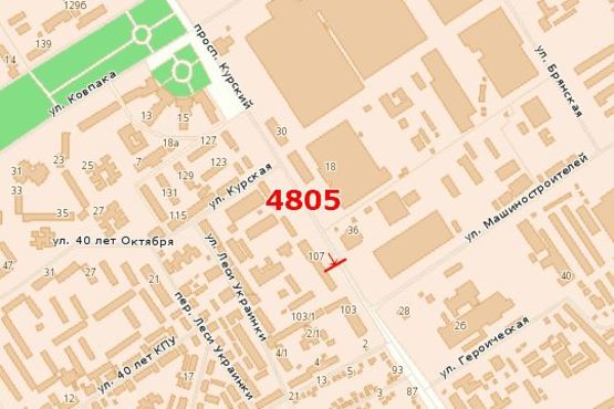 Схема рекламної площини за адресою Курський просп., 107