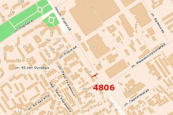 Схема рекламной плоскости по адресу Курський просп., 107