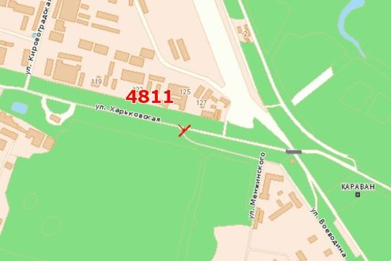 Схема рекламной плоскости по адресу Харківська вул., (виїзд)