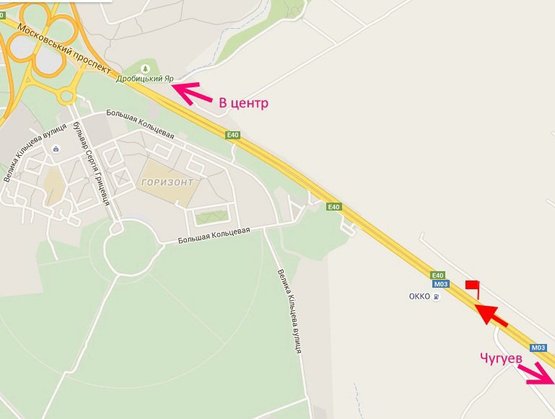 Схема рекламної площини за адресою Московский пр-т - Ростовская трасса возле АЗС ОККО 6(въезд в город)