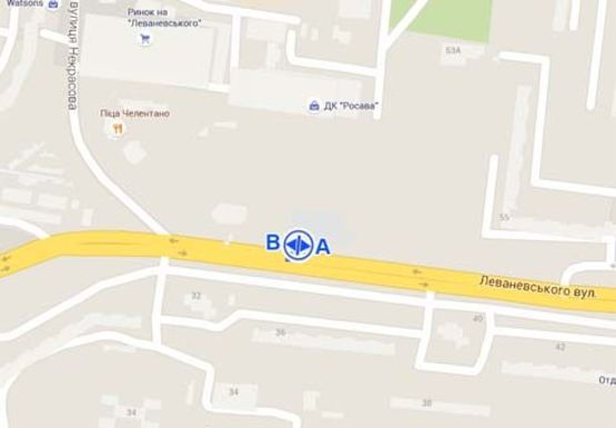 Схема рекламной плоскости по адресу Леваневского ул. - Некрасова ул.