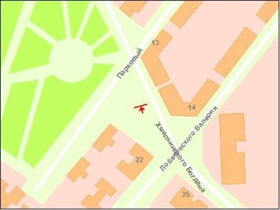 Схема рекламной плоскости по адресу вул.Б. Хмельницького  - вул.Лобановського, район стадіона, ст.Б