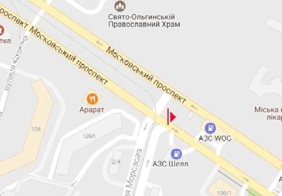 Схема рекламної площини за адресою Московский пр. - Морозова ул. (в центр)