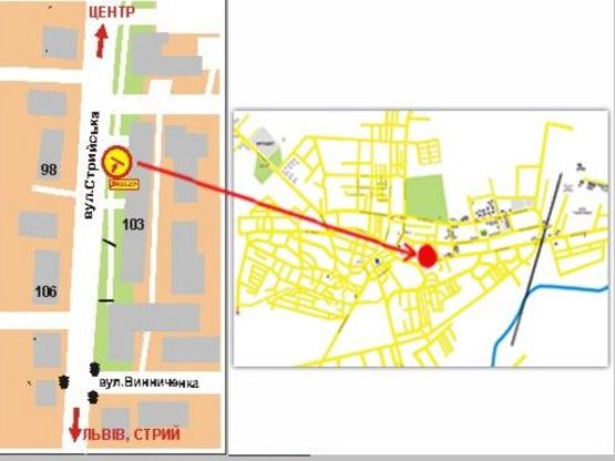 Схема рекламной плоскости по адресу вул.Стрийська (навпроти Індексбанку)