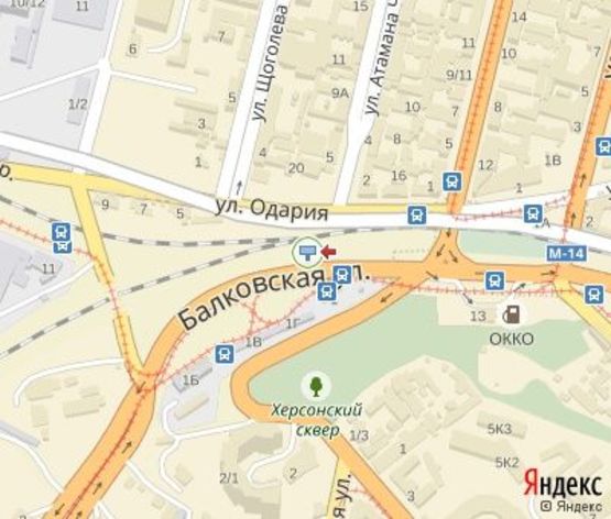 Схема рекламной плоскости по адресу Балковская ул. - Херсонский сквер (Пересыпский мост)