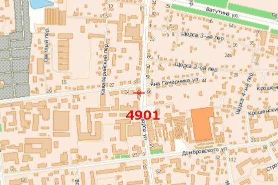 Схема рекламной плоскости по адресу Покровська вул. (Щорса вул.), 67