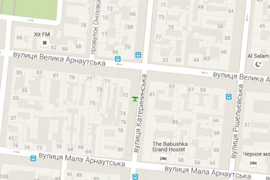 Схема рекламної площини за адресою Єкатеринінська вул., 72 - Велика Арнаутська вул., 69