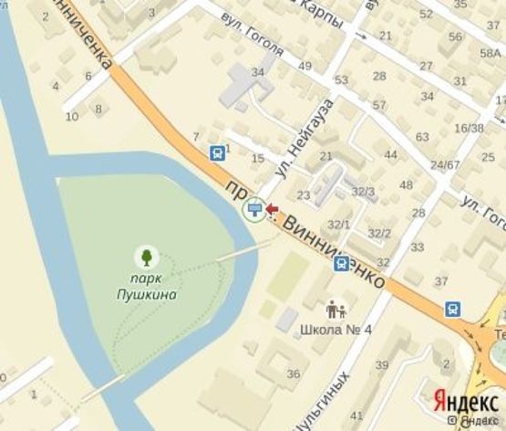Схема рекламной плоскости по адресу Винниченко пр., 38 (школа №4)