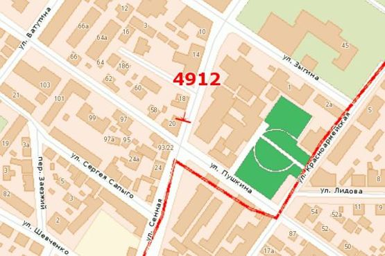 Схема рекламной плоскости по адресу Сінна вул., 20