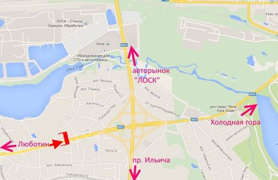 Схема рекламной плоскости по адресу Арка-Полтавский шлях-пост ГАИ-в центр