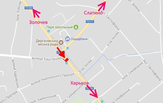 Схема рекламной плоскости по адресу Дергачи-ул. Петровского-горсовет-в ст. Харькова