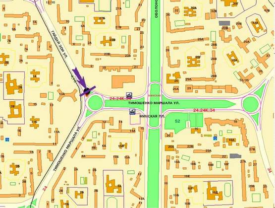 Схема рекламной плоскости по адресу ул.Тимошенко,12   ст.м. "Минская"