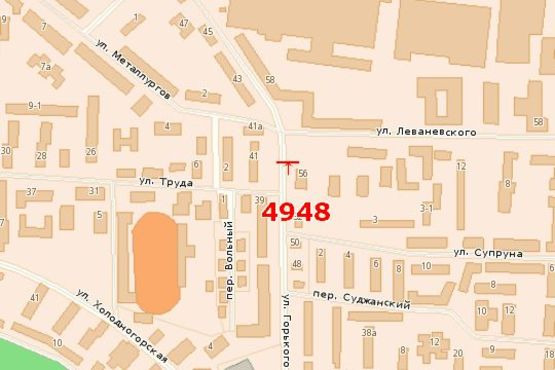 Схема рекламной плоскости по адресу Горького вул. (Горького вул.) - Леваневського вул.