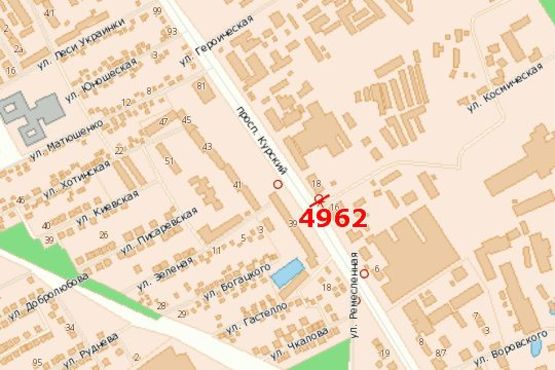 Схема рекламной плоскости по адресу Курський просп., 18