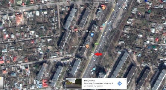 Схема рекламної площини за адресою г.Полтава,ул.Европейськая, 90,флажок, въезд в Полтаву с трассы Киев- Харьков