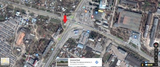 Схема рекламной плоскости по адресу г.Полтава ул.Фрунзе/Киевское шоссе