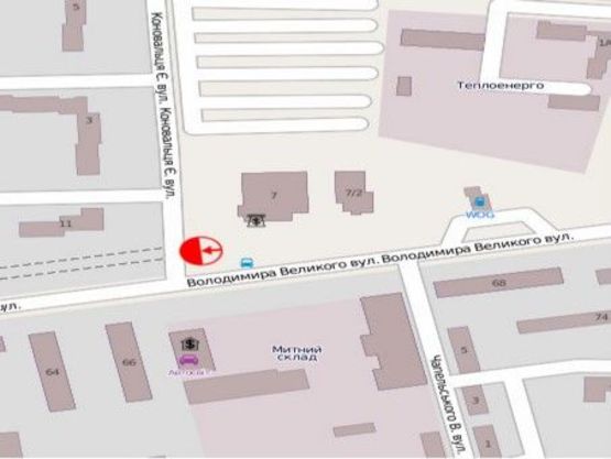 Схема рекламной плоскости по адресу вул.Володимира Великого ( сільпо)