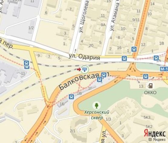 Схема рекламної площини за адресою Балковская ул. - Херсонский сквер (Пересыпский мост)